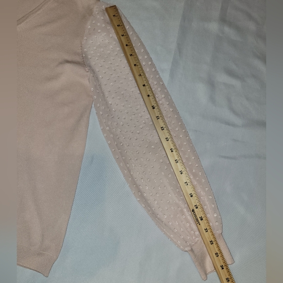 Adrianna Papell V-Neck Sweater Womens Medium Clip Dot Chiffon Sleeve Feminine - Picture 10 of 11